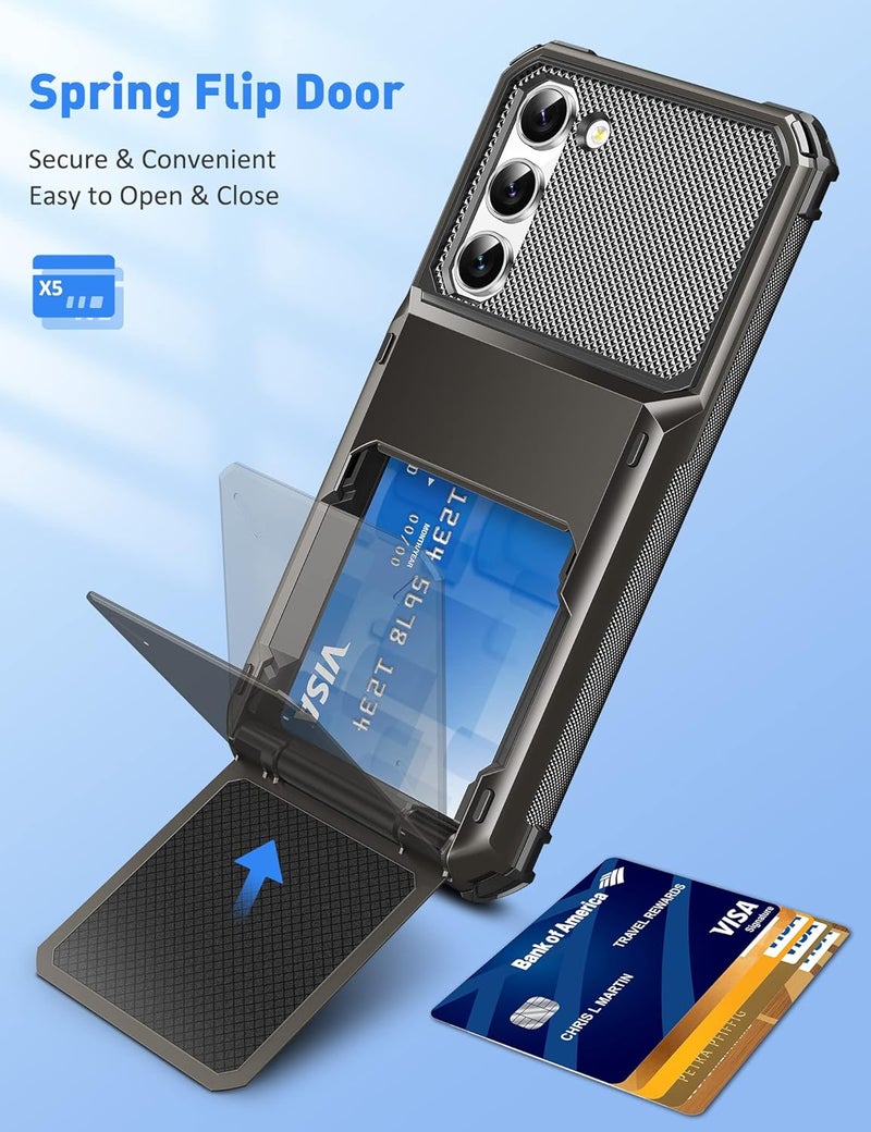 COOYA for Samsung S23 Case Wallet 5 Credit Card Holder Slot Flip Cover Galaxy S23 Wallet Case Back Pocket Dual Layer Protective Hard Shell TPU Rubber Bumper for Samsung Galaxy S23 6.1 Bronze Gunmetal - Image 2